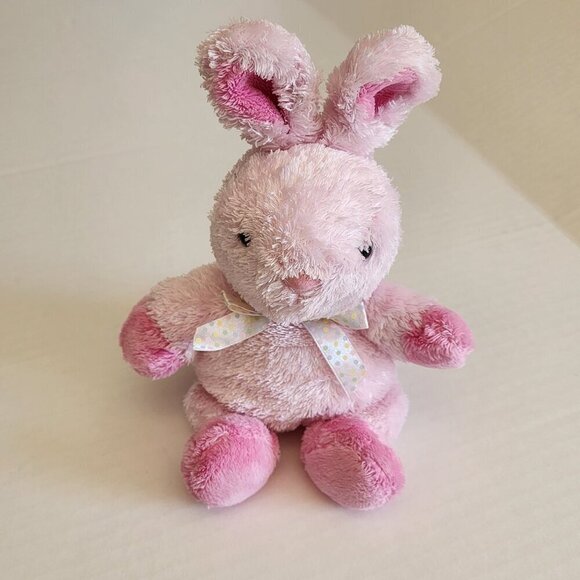 Just One Year by Carter's pink bunny plush lovey toy polka dot ribbon bow - Picture 1 of 7